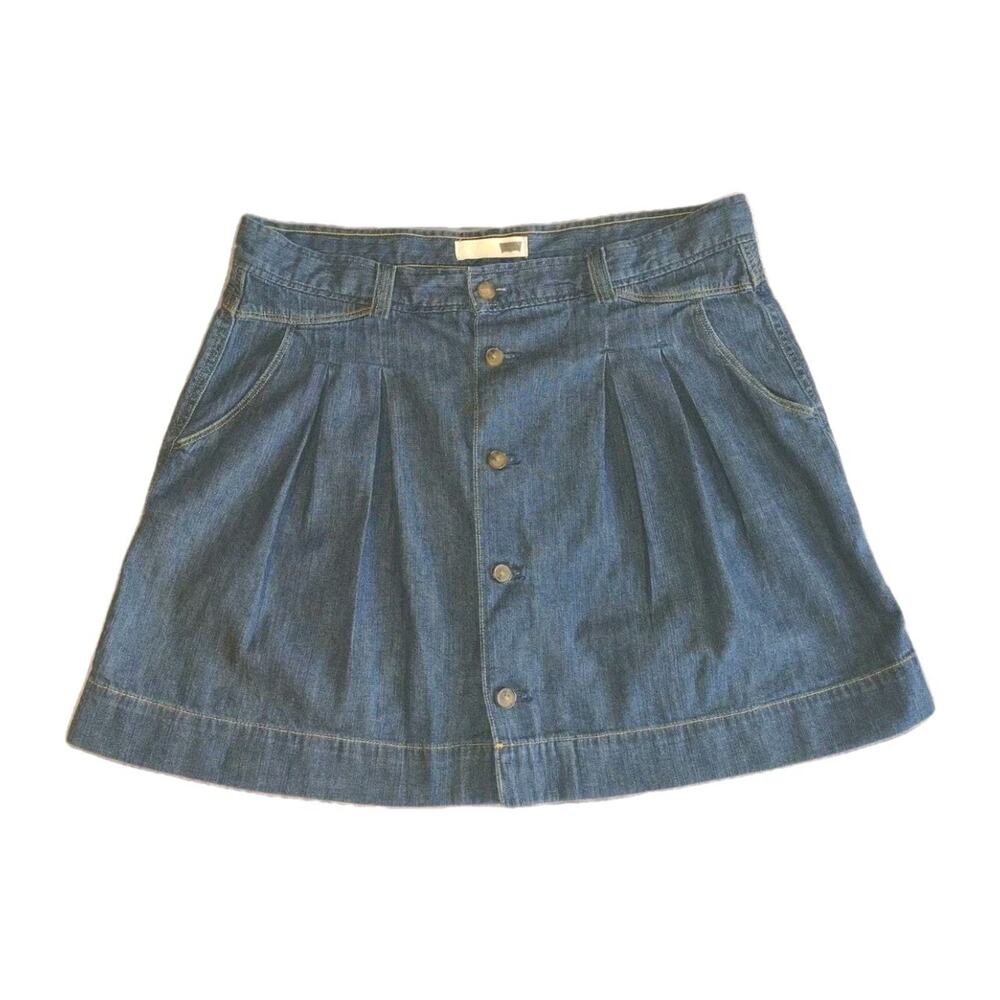 Levi's Denim Mini Skirt Button Front Pleated Western Preppy Women's Med (10-12)